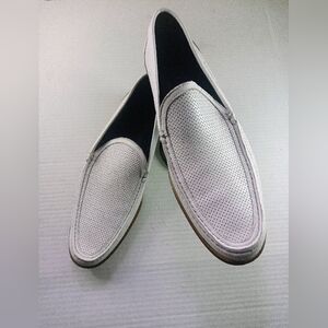 A. Testoni White Perforated Leather Slip-on Loafer Size 8.5 Men's